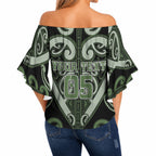 Custom Aotearoa Ngati Awa Off Shoulder Wrap Waist Top Maori Tribal Pattern