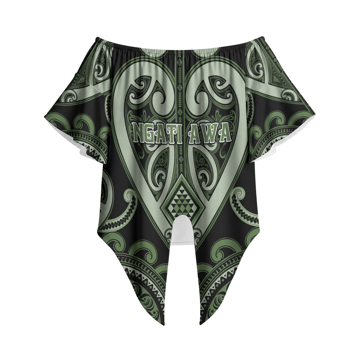 Custom Aotearoa Ngati Awa Off Shoulder Wrap Waist Top Maori Tribal Pattern