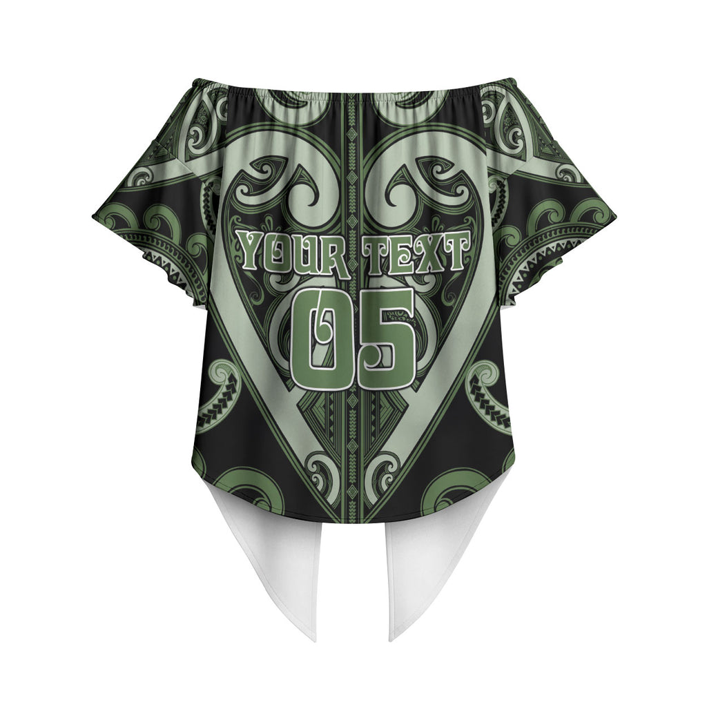 Custom Aotearoa Ngati Awa Off Shoulder Wrap Waist Top Maori Tribal Pattern
