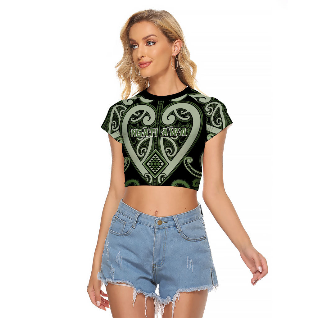 Custom Aotearoa Ngati Awa Raglan Cropped T Shirt Maori Tribal Pattern