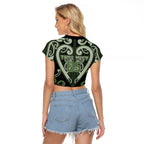 Custom Aotearoa Ngati Awa Raglan Cropped T Shirt Maori Tribal Pattern
