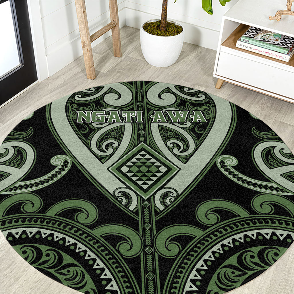 Aotearoa Ngati Awa Round Carpet Maori Tribal Pattern