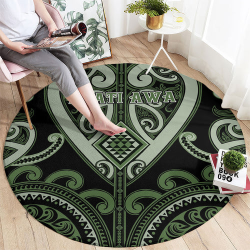 Aotearoa Ngati Awa Round Carpet Maori Tribal Pattern