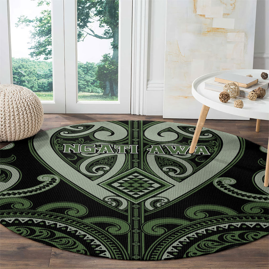 Aotearoa Ngati Awa Round Carpet Maori Tribal Pattern