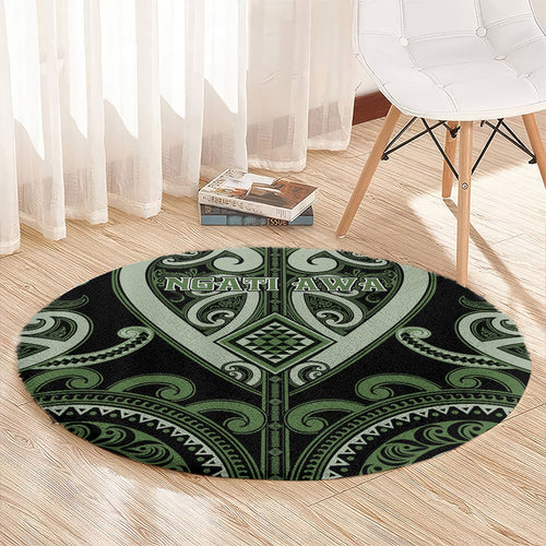 Aotearoa Ngati Awa Round Carpet Maori Tribal Pattern