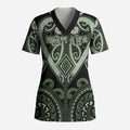 Custom Aotearoa Ngati Awa Scrub Top Maori Tribal Pattern