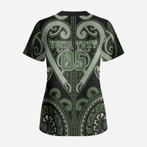 Custom Aotearoa Ngati Awa Scrub Top Maori Tribal Pattern