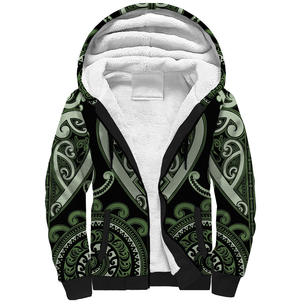 Custom Aotearoa Ngati Awa Sherpa Hoodie Maori Tribal Pattern