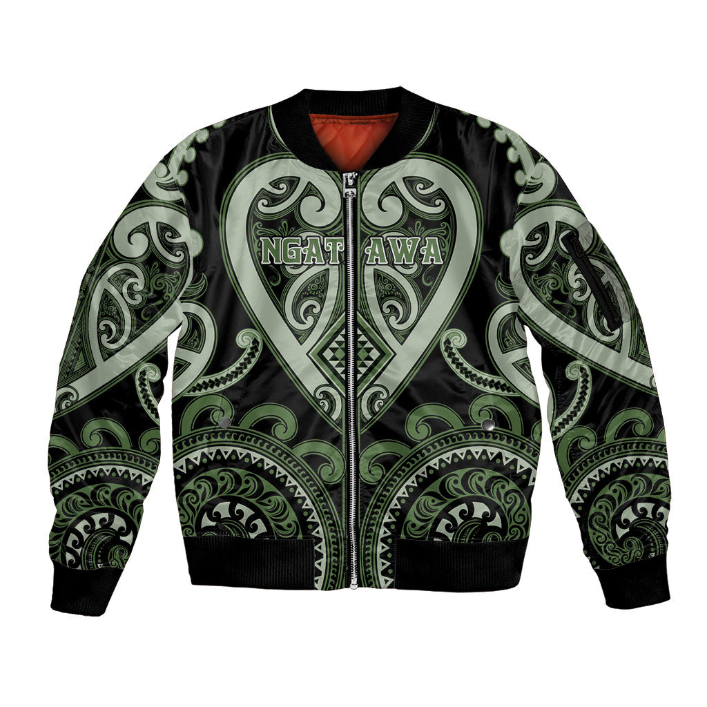 Custom Aotearoa Ngati Awa Sleeve Zip Bomber Jacket Maori Tribal Pattern