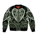 Custom Aotearoa Ngati Awa Sleeve Zip Bomber Jacket Maori Tribal Pattern