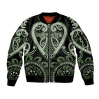Custom Aotearoa Ngati Awa Sleeve Zip Bomber Jacket Maori Tribal Pattern