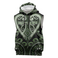 Custom Aotearoa Ngati Awa Sleeveless Hoodie Maori Tribal Pattern