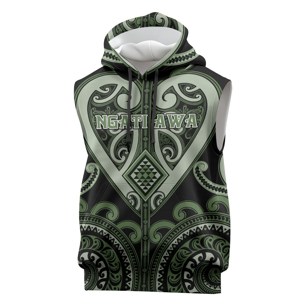 Custom Aotearoa Ngati Awa Sleeveless Hoodie Maori Tribal Pattern