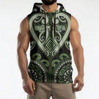 Custom Aotearoa Ngati Awa Sleeveless Hoodie Maori Tribal Pattern