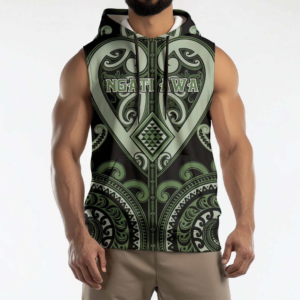 Custom Aotearoa Ngati Awa Sleeveless Hoodie Maori Tribal Pattern