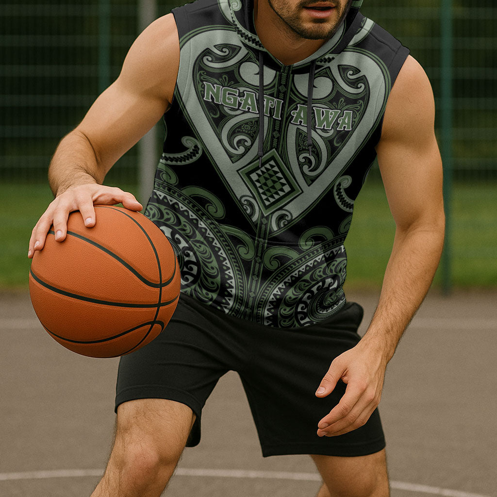 Custom Aotearoa Ngati Awa Sleeveless Hoodie Maori Tribal Pattern
