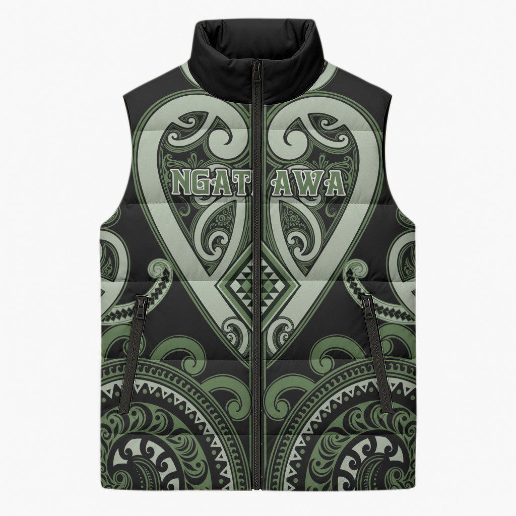 Custom Aotearoa Ngati Awa Sleeveless Puffer Jacket Maori Tribal Pattern