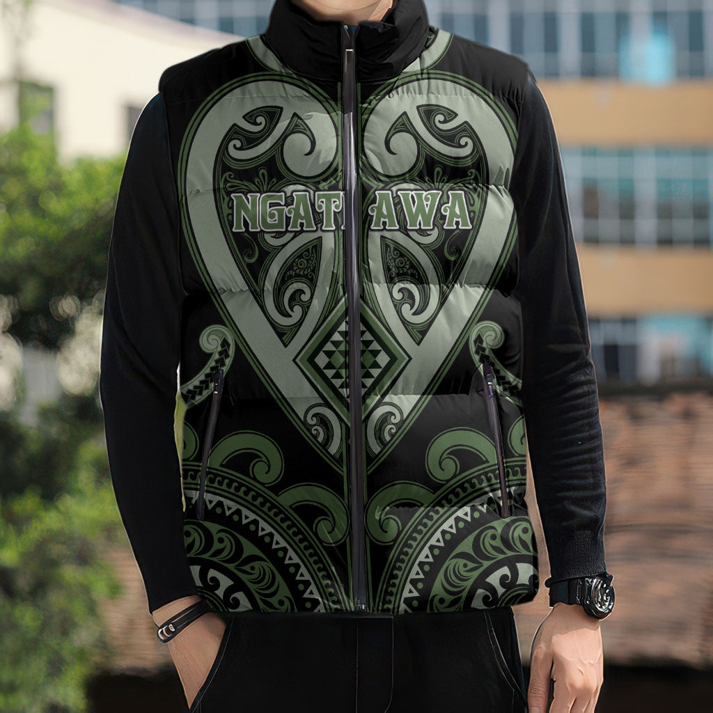 Custom Aotearoa Ngati Awa Sleeveless Puffer Jacket Maori Tribal Pattern
