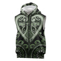 Custom Aotearoa Ngati Awa Sleeveless Zip Hoodie Maori Tribal Pattern