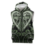 Custom Aotearoa Ngati Awa Sleeveless Zip Hoodie Maori Tribal Pattern