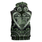 Custom Aotearoa Ngati Awa Sleeveless Zip Hoodie Maori Tribal Pattern