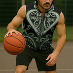 Custom Aotearoa Ngati Awa Sleeveless Zip Hoodie Maori Tribal Pattern
