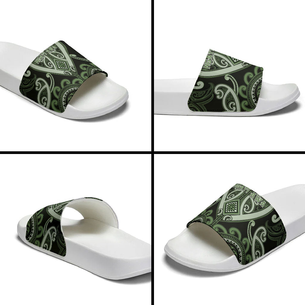 Aotearoa Ngati Awa Slide Sandals Maori Tribal Pattern