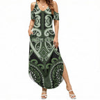 Custom Aotearoa Ngati Awa Summer Maxi Dress Maori Tribal Pattern