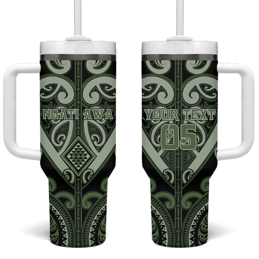 Custom Aotearoa Ngati Awa Tumbler With Handle Maori Tribal Pattern