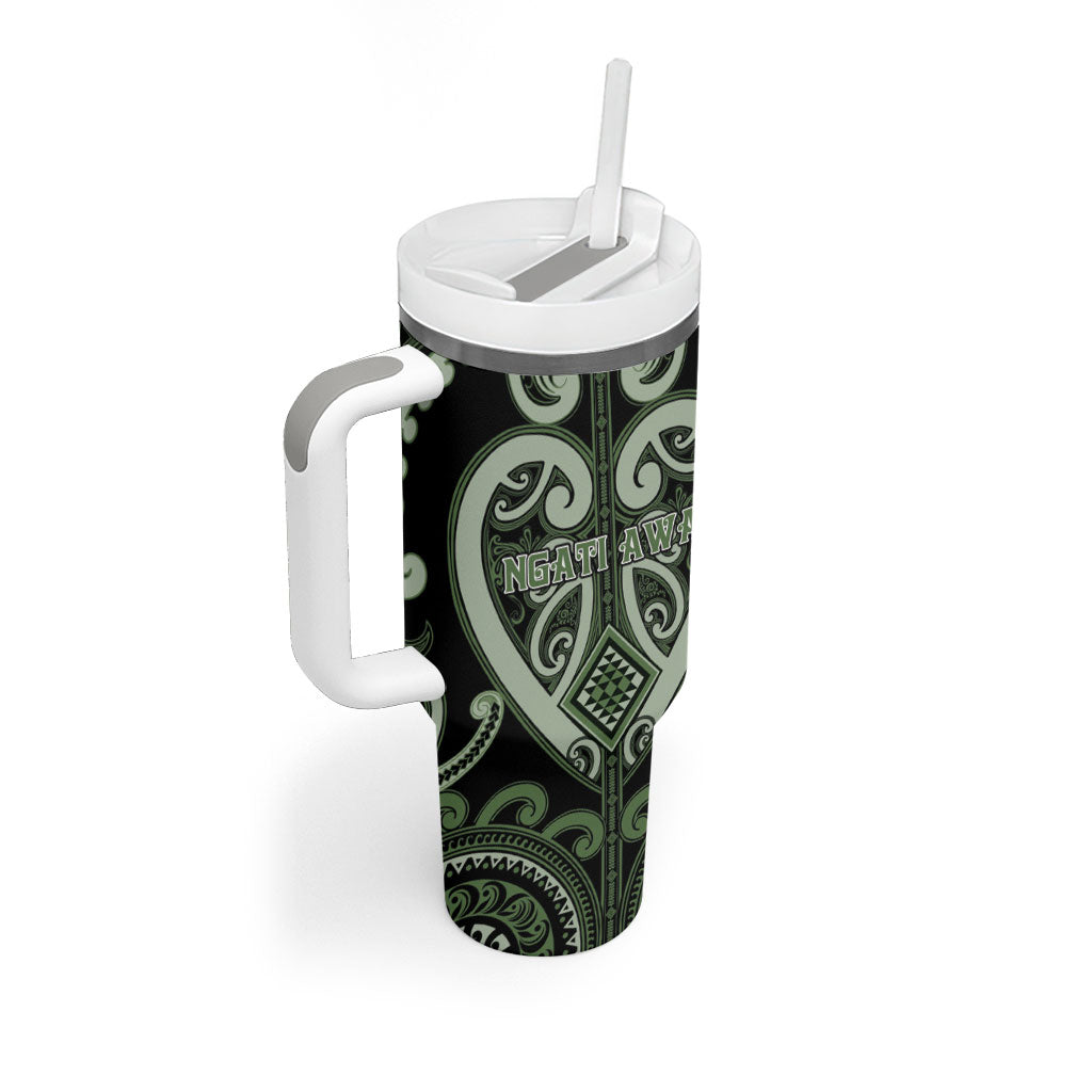 Custom Aotearoa Ngati Awa Tumbler With Handle Maori Tribal Pattern