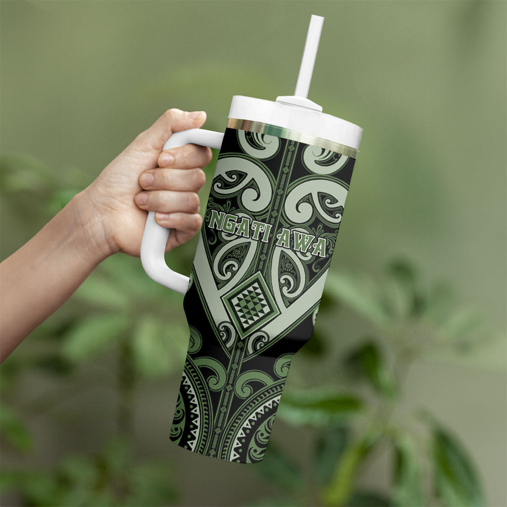 Custom Aotearoa Ngati Awa Tumbler With Handle Maori Tribal Pattern