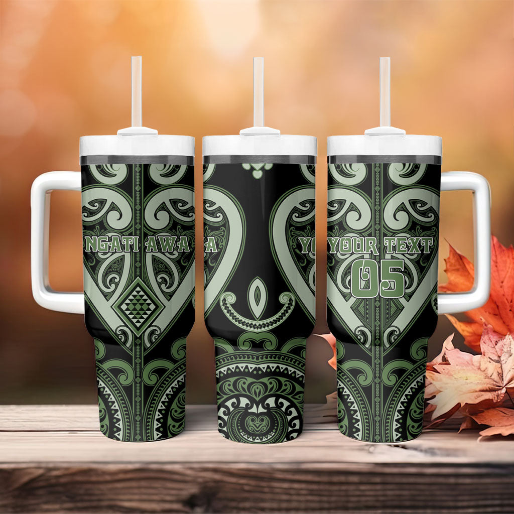 Custom Aotearoa Ngati Awa Tumbler With Handle Maori Tribal Pattern