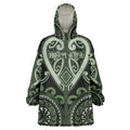 Custom Aotearoa Ngati Awa Wearable Blanket Hoodie Maori Tribal Pattern