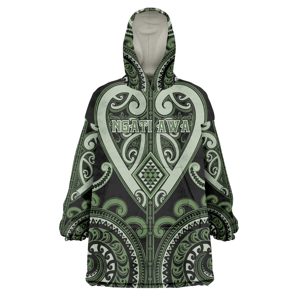 Custom Aotearoa Ngati Awa Wearable Blanket Hoodie Maori Tribal Pattern
