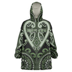 Custom Aotearoa Ngati Awa Wearable Blanket Hoodie Maori Tribal Pattern