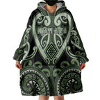 Custom Aotearoa Ngati Awa Wearable Blanket Hoodie Maori Tribal Pattern