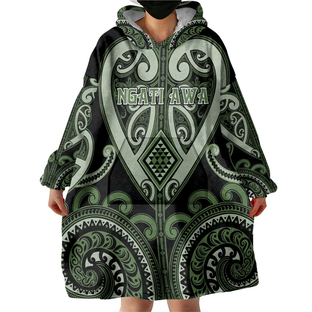 Custom Aotearoa Ngati Awa Wearable Blanket Hoodie Maori Tribal Pattern