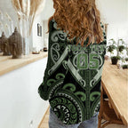 Custom Aotearoa Ngati Awa Women Casual Shirt Maori Tribal Pattern