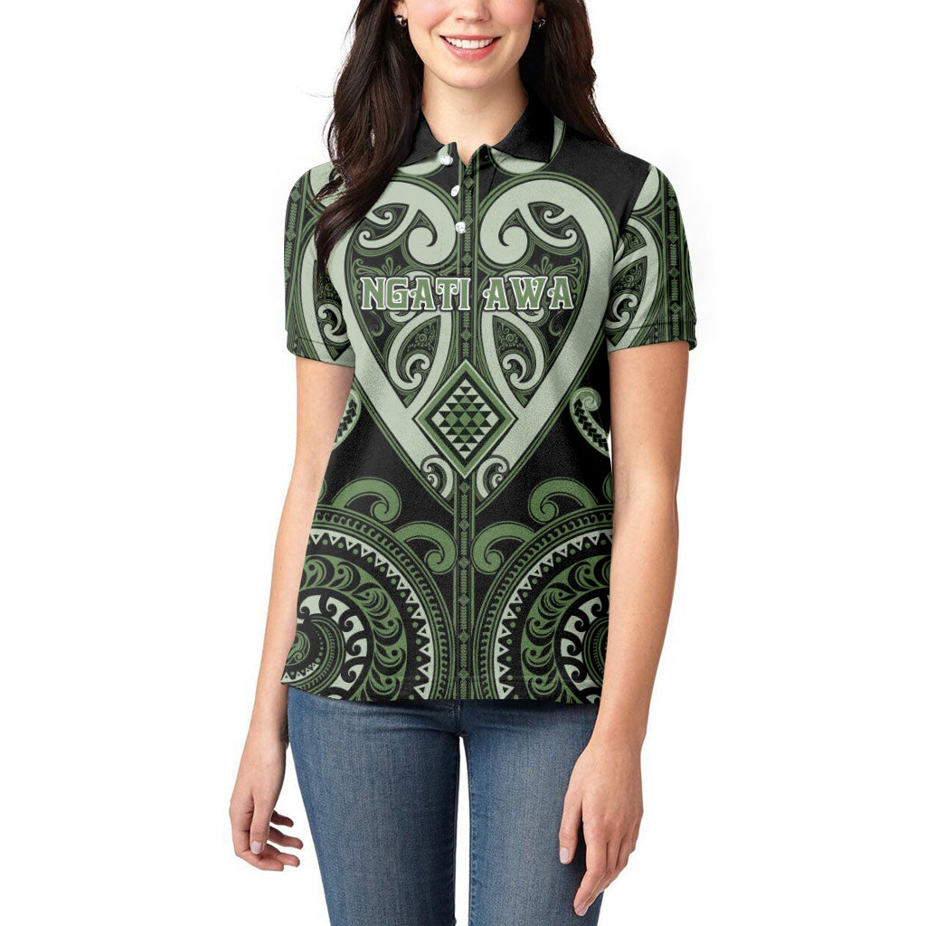 Custom Aotearoa Ngati Awa Women Polo Shirt Maori Tribal Pattern