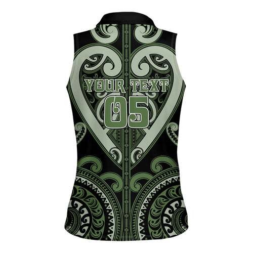 Custom Aotearoa Ngati Awa Women Sleeveless Polo Shirt Maori Tribal Pattern