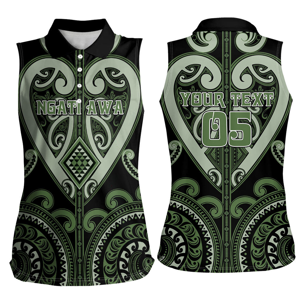 Custom Aotearoa Ngati Awa Women Sleeveless Polo Shirt Maori Tribal Pattern