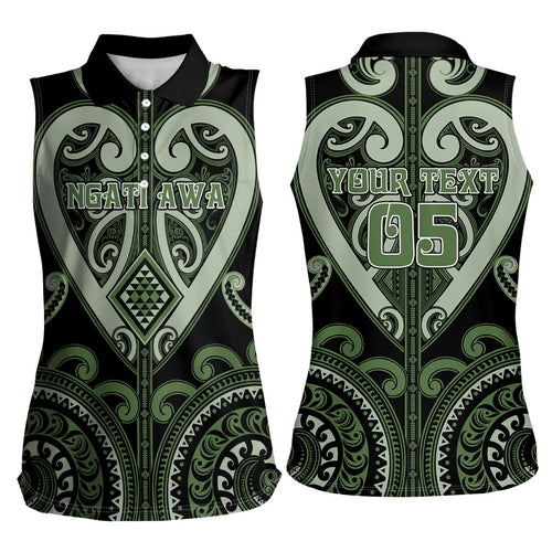 Custom Aotearoa Ngati Awa Women Sleeveless Polo Shirt Maori Tribal Pattern