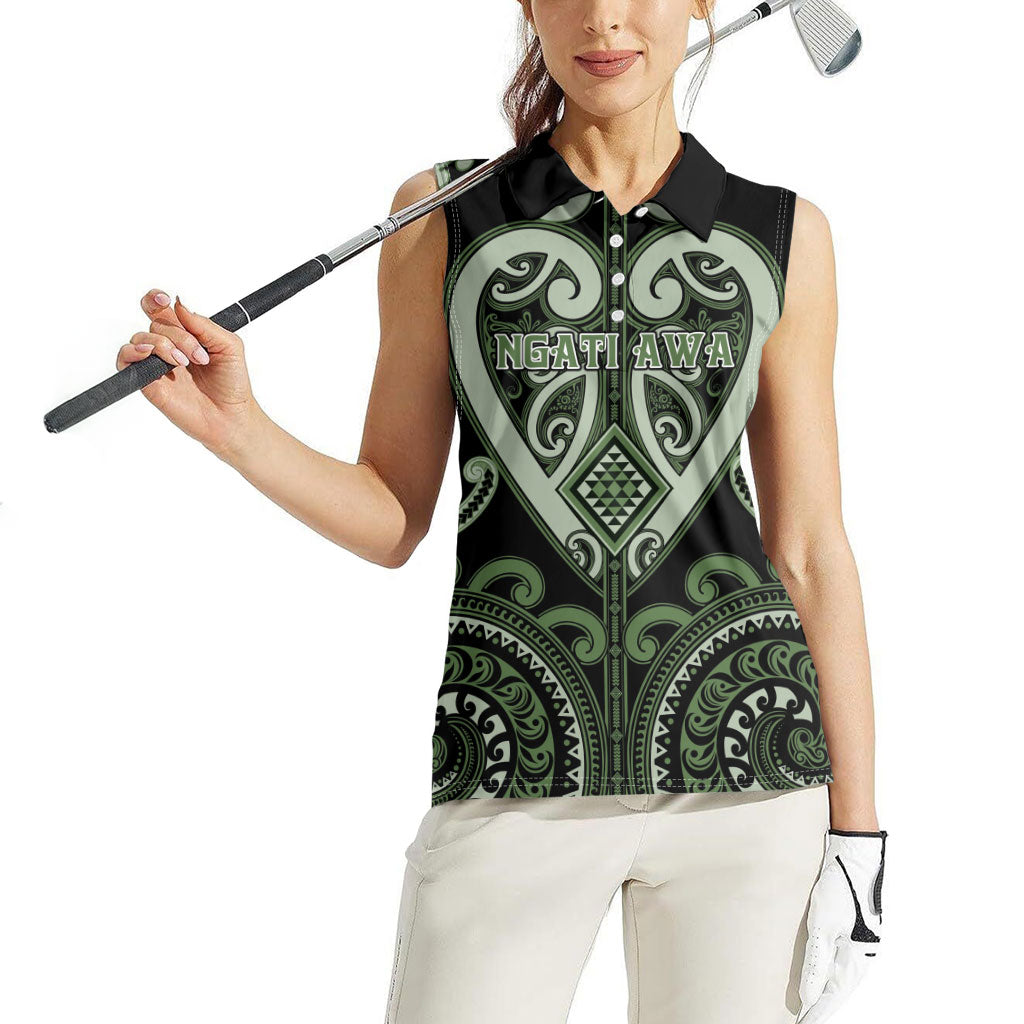 Custom Aotearoa Ngati Awa Women Sleeveless Polo Shirt Maori Tribal Pattern