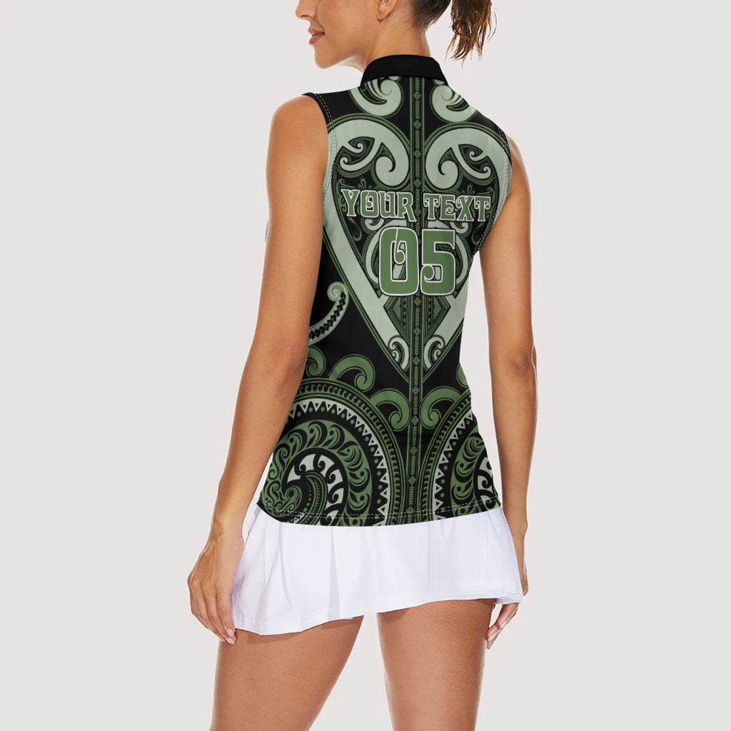Custom Aotearoa Ngati Awa Women Sleeveless Polo Shirt Maori Tribal Pattern