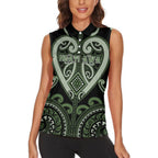 Custom Aotearoa Ngati Awa Women Sleeveless Polo Shirt Maori Tribal Pattern