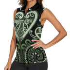 Custom Aotearoa Ngati Awa Women Sleeveless Polo Shirt Maori Tribal Pattern