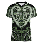 Custom Aotearoa Ngati Awa Women V-Neck T-Shirt Maori Tribal Pattern
