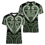 Custom Aotearoa Ngati Awa Women V-Neck T-Shirt Maori Tribal Pattern