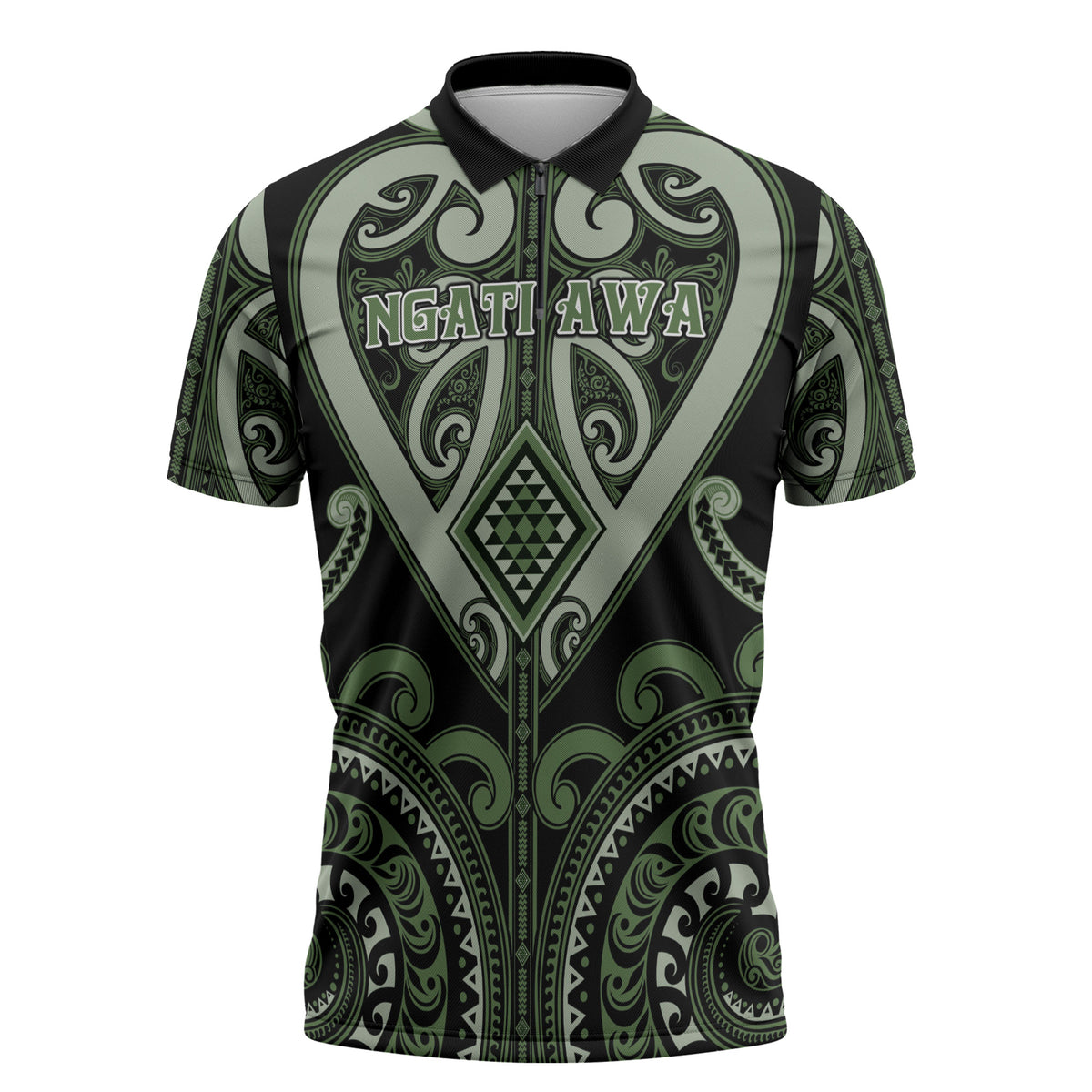 Custom Aotearoa Ngati Awa Zipper Polo Shirt Maori Tribal Pattern