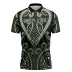 Custom Aotearoa Ngati Awa Zipper Polo Shirt Maori Tribal Pattern